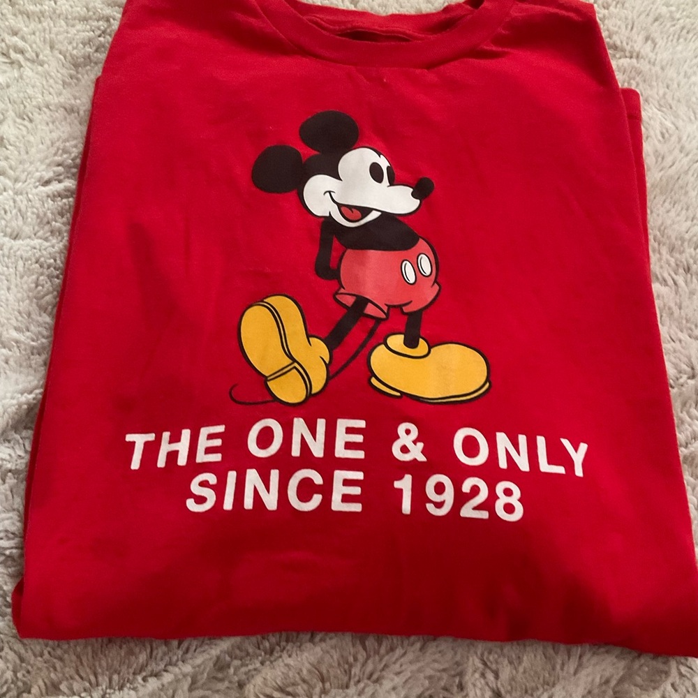 Disney Red Mickey Mouse Unisex Long Sleeve Tee - Picture 1 of 4